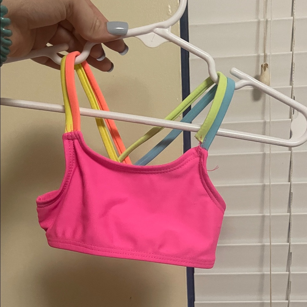 Wonder Nation Pink Bikini Top with Colorful Straps